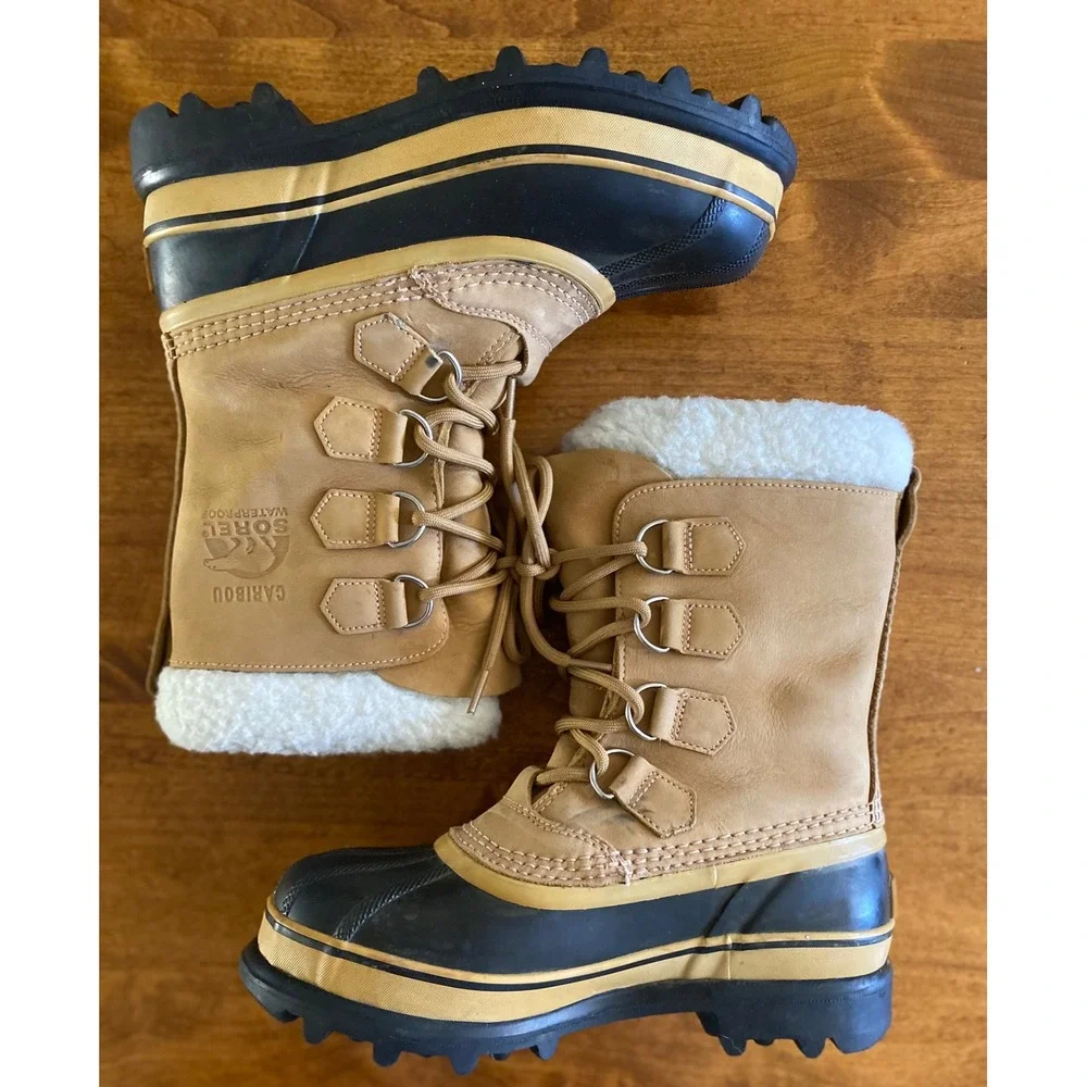 Sorel Caribou Waterproof Winter Snow Boots Buff Tan NL1005-280 Womens 6